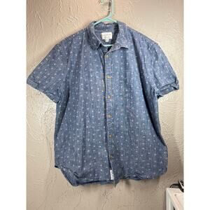 Lucky Brand Shirt Mens Blue Saturday Stretch Button Up Chambray Slim Fit Size XL